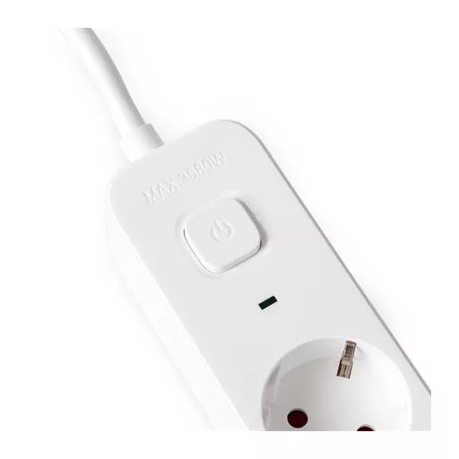Elosztósor, 4 aljzat, 1,5 m, USB, kapcsolóval, ENTAC, fehér