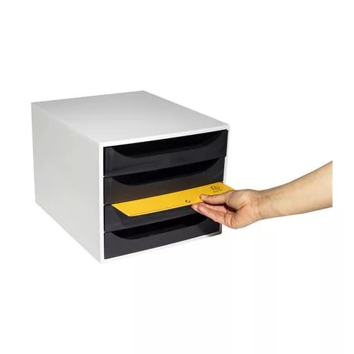 Irattároló, műanyag, 4 fiókos, EXACOMPTA "Ecobox Office", szürke-fekete