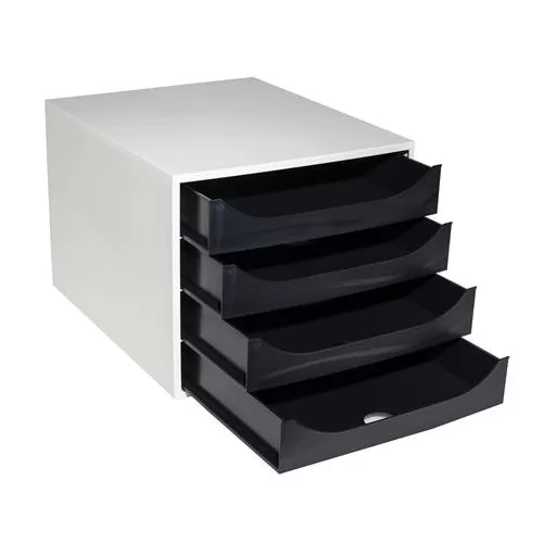 Irattároló, műanyag, 4 fiókos, EXACOMPTA "Ecobox Office", szürke-fekete