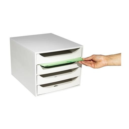 Irattároló, műanyag, 4 fiókos, EXACOMPTA "Ecobox Office", szürke-szürke