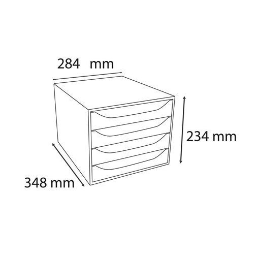 Irattároló, műanyag, 4 fiókos, EXACOMPTA "Ecobox Office", szürke-szürke