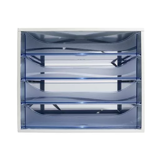 Irattároló, műanyag, 4 fiókos, EXACOMPTA "Ecobox Linicolor", jégkék