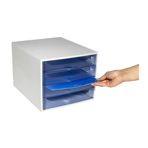 Irattároló, műanyag, 4 fiókos, EXACOMPTA "Ecobox Linicolor", jégkék