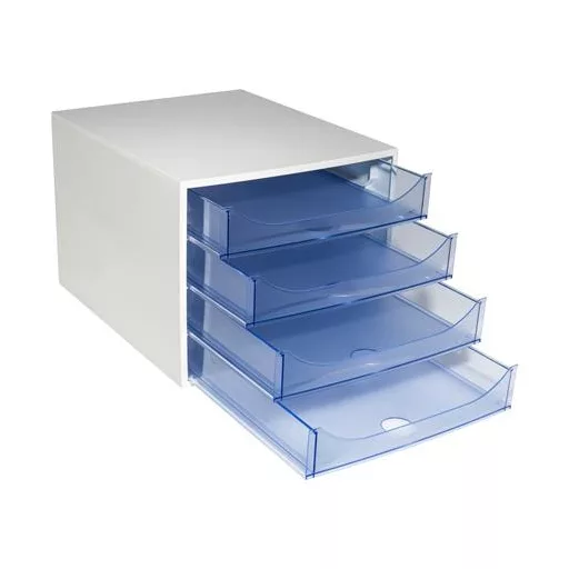 Irattároló, műanyag, 4 fiókos, EXACOMPTA "Ecobox Linicolor", jégkék