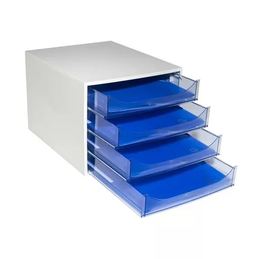 Irattároló, műanyag, 4 fiókos, EXACOMPTA "Ecobox Linicolor", jégkék