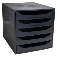   Irattároló, műanyag, 5 fiókos, EXACOMPTA "Ecobox ExoBlack", fekete