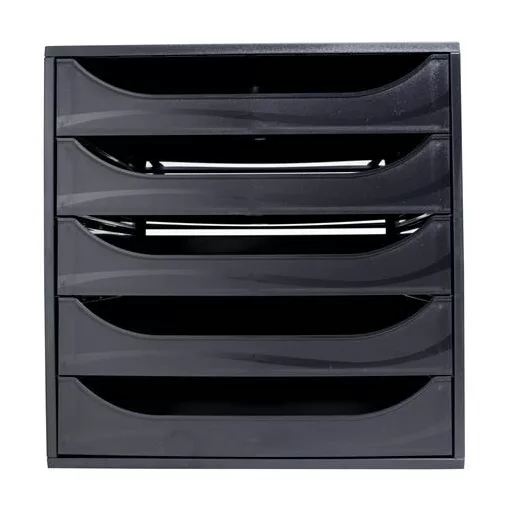 Irattároló, műanyag, 5 fiókos, EXACOMPTA "Ecobox ExoBlack", fekete