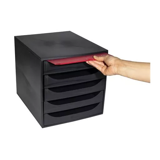 Irattároló, műanyag, 5 fiókos, EXACOMPTA "Ecobox ExoBlack", fekete