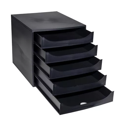 Irattároló, műanyag, 5 fiókos, EXACOMPTA "Ecobox ExoBlack", fekete