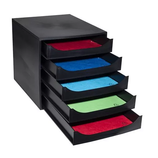 Irattároló, műanyag, 5 fiókos, EXACOMPTA "Ecobox ExoBlack", fekete