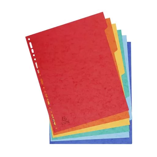 Regiszter, karton, A4+, 6 részes, EXACOMPTA, színes