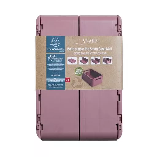 Tárolódoboz, A5+, összecsukható, EXACOMPTA "Skandi", rózsaszín