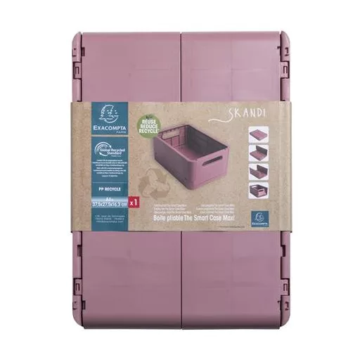 Tárolódoboz, A4+, összecsukható, EXACOMPTA "Skandi", rózsaszín