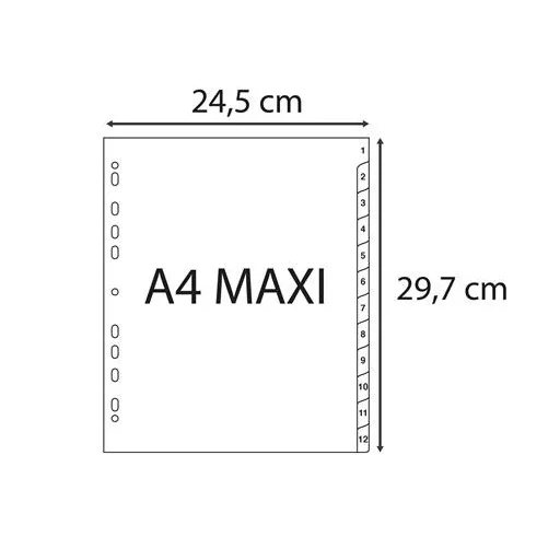 Regiszter, műanyag, A4+, 1-12, EXACOMPTA, szürke