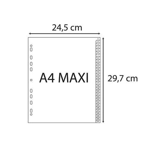 Regiszter, műanyag, A4+, 1-31, EXACOMPTA, szürke