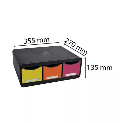 Irattároló, műanyag, 3 fiókos, EXACOMPTA "Iderama® "Toolbox", fekete