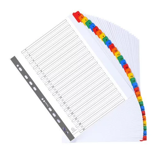 Regiszter, karton, A4+, 1-31, EXACOMPTA, fehér