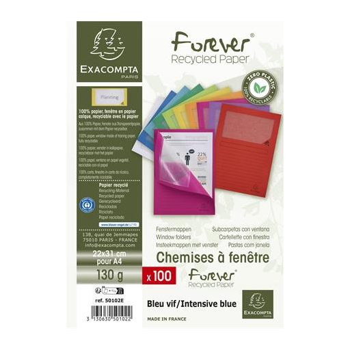 Mappa, ablakos, karton, EXACOMPTA "Forever®", fényes kék