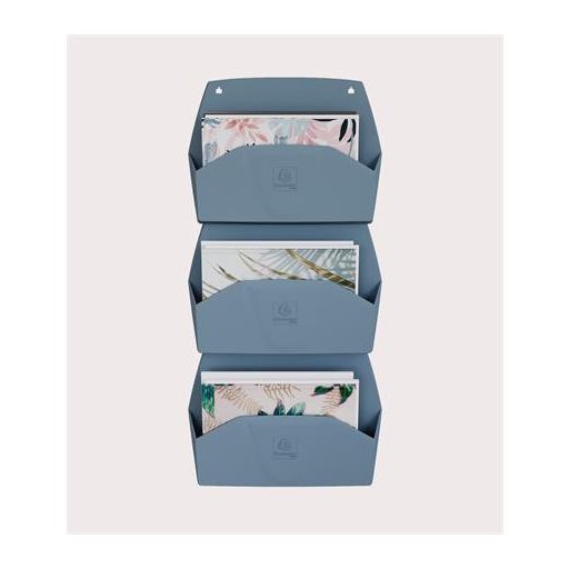 Fali rendszerező, 1 rekeszes, fekvő, 38,2x28,9x7,2 cm, EXACOMPTA "Autentik", kékesszürke