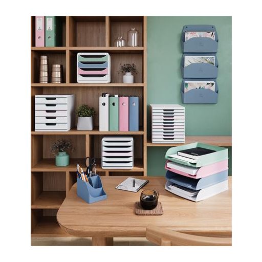 Fali rendszerező, 1 rekeszes, fekvő, 38,2x28,9x7,2 cm, EXACOMPTA "Autentik", kékesszürke