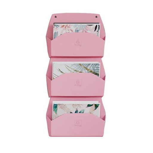 Fali rendszerező, 1 rekeszes, fekvő, 38,2x28,9x7,2 cm, EXACOMPTA "Autentik", rózsaszín