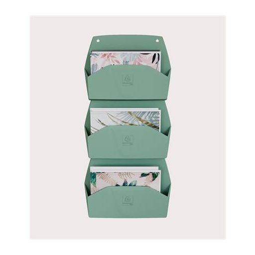 Fali rendszerező, 1 rekeszes, fekvő, 38,2x28,9x7,2 cm, EXACOMPTA "Autentik", zsályazöld