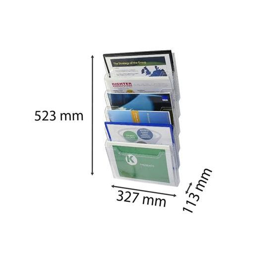 Katalógustartó, fali, A4, fekvő, 6 rekeszes, EXACOMPTA "Office", áttetsző