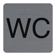   Információs tábla, öntapadó, 7,5x7,5 cm, alumíniumhatású, EXACOMPTA, "WC"