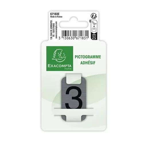 Információs tábla, öntapadó, 2,5x4,4 cm, alumíniumhatású, EXACOMPTA, 3-as