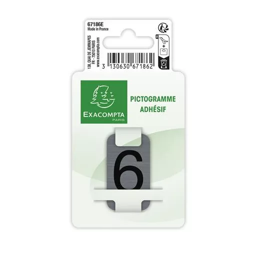 Információs tábla, öntapadó, 2,5x4,4 cm, alumíniumhatású, EXACOMPTA, 6-os