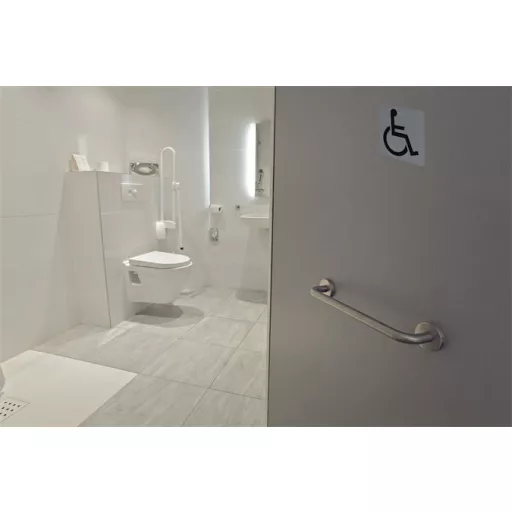 Információs tábla, öntapadó, 7,5x7,5 cm, alumíniumhatású, EXACOMPTA, "Mozgáskorlátozottak részére"
