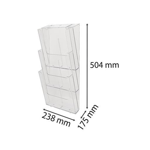 Katalógustartó, fali, A4, álló, 3 rekeszes, EXACOMPTA "Office", áttetsző