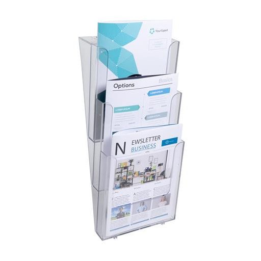 Katalógustartó, fali, A4, álló, 3 rekeszes, EXACOMPTA "Office", áttetsző