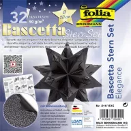   Bascetta csillag készlet, 14,5x14,5 cm, 90 g, 32 lap, FOLIA, fekete-vadvilág