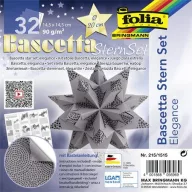   Bascetta csillag készlet, 14,5x14,5 cm, 90 g, 32 lap, FOLIA, antracit-gyöngyök