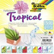   Origami papír, 15x15 cm, 80 g, 50 lap, FOLIA "Tropical", 10 különböző minta