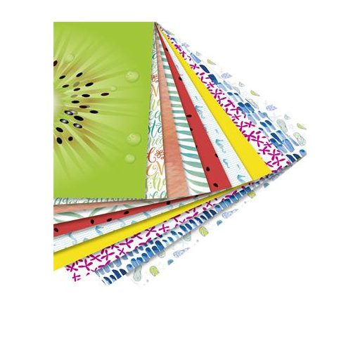 Origami papír, 15x15 cm, 80 g, 50 lap, FOLIA "Tropical", 10 különböző minta