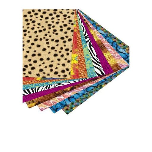 Origami papír, 15x15 cm, 80 g, 50 lap, FOLIA "Wildlife", 10 különböző minta