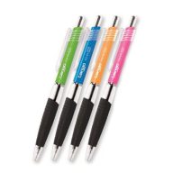   Golyóstoll, 0,35 mm, nyomógombos, vegyes színű, áttetsző test, FLEXOFFICE "Tango", kék