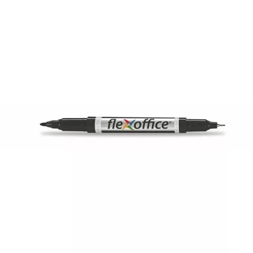 Alkoholos marker, 0,4/1,0 mm, kúpos, kétvégű, FLEXOFFICE "PM01", fekete