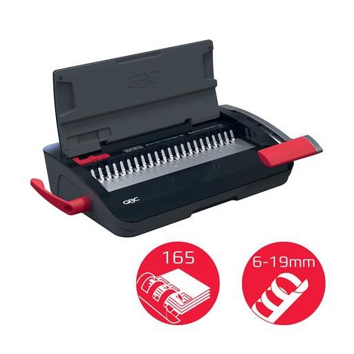 Spirálozógép, műanyag spirálkötéshez, manuális, 165 lap, GBC "CombBind CB12"