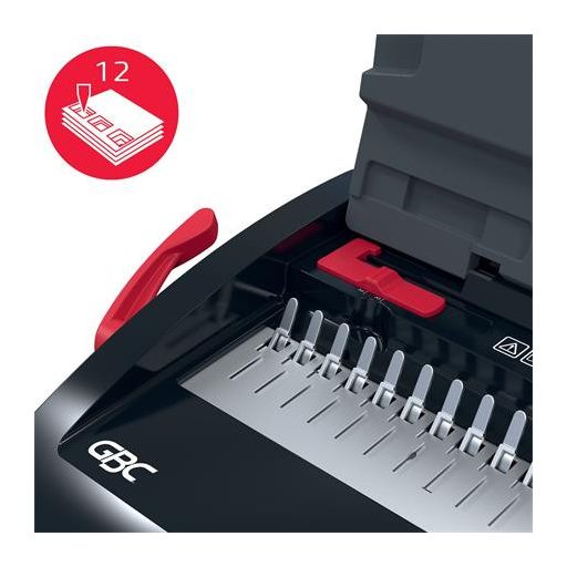 Spirálozógép, műanyag spirálkötéshez, manuális, 165 lap, GBC "CombBind CB12"