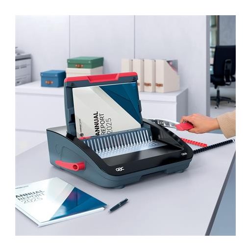 Spirálozógép, műanyag spirálkötéshez, manuális, 240 lap, GBC "CombBind CB20"