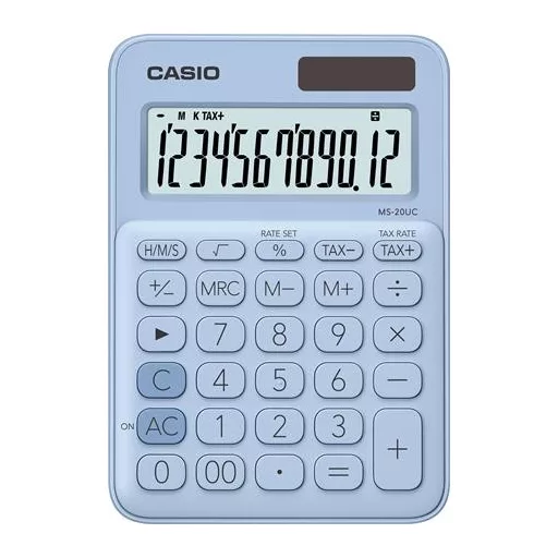 Számológép, asztali, 12 számjegy, CASIO "MS 20UC", világoskék