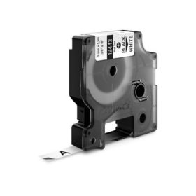   Feliratozógép szalag, vinil, 9 mm x 5,5 m, DYMO "Rhino", fehér-fekete