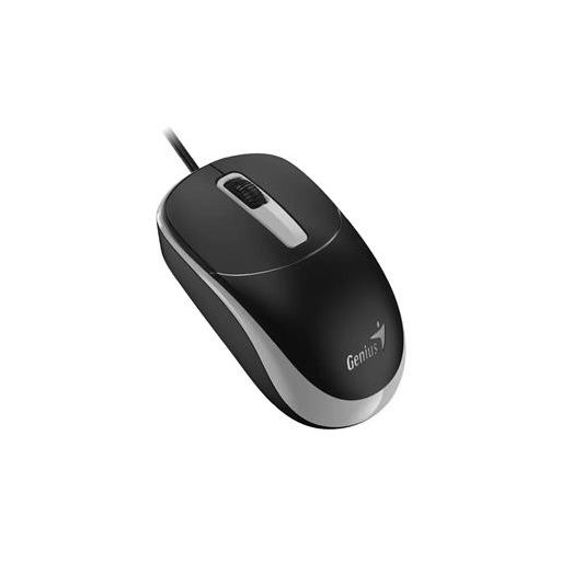 Egér, vezetékes, optikai, normál méret, USB, GENIUS "DX-123", fekete-szürke