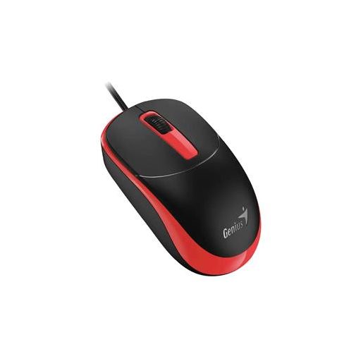 Egér, vezetékes, optikai, normál méret, USB, GENIUS "DX-123", fekete-piros