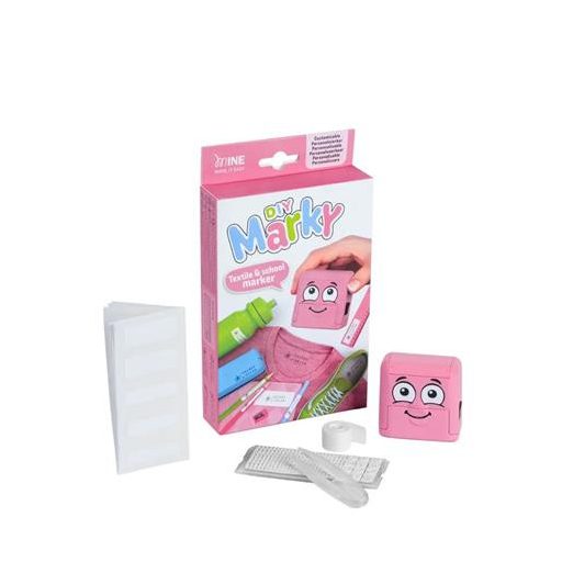 Bélyegző textilhez, kirakós COLOP "Marky", pink ház, fekete párnával