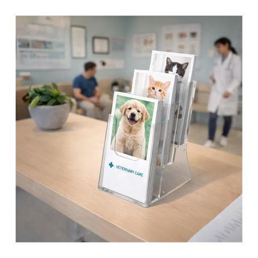 Prospektustartó, asztali/fali, 3 rekeszes, 1/3 A4