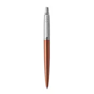   Golyóstoll, 0,7 mm, ezüst színű klip, Chelsea narancssárga tolltest, PARKER "Royal Jotter", kék